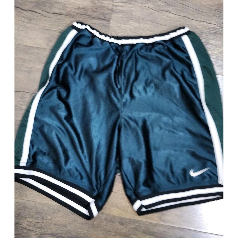Vintage Nike Dazzle Shorts Youth Boys Large 14-16 Green Basketball Silky Shiny